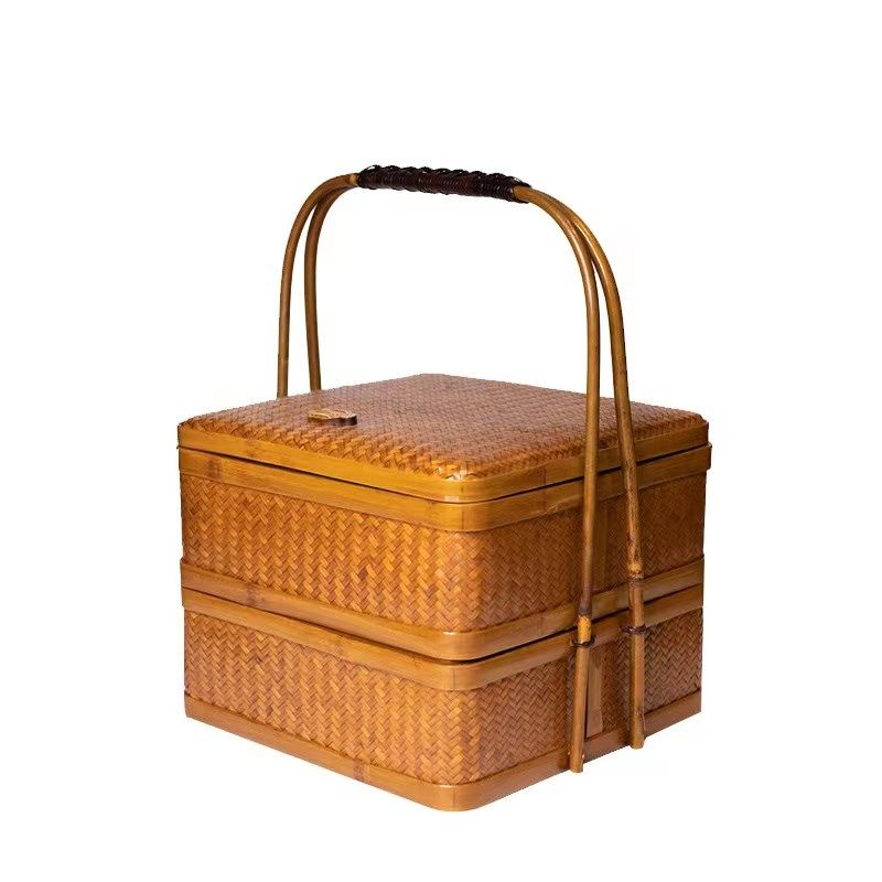 手工竹编复古竹篮创意食盒茶具收纳盒单层多层食盒,特色手工艺,竹编/竹雕,淘宝优惠券,粉丝福利购,淘宝优惠卷