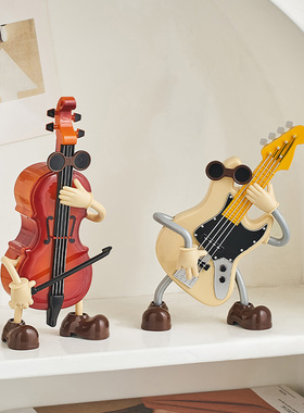 创意吉他八音盒音乐盒桌面儿童房装饰摆件书柜高级感生日礼物男孩