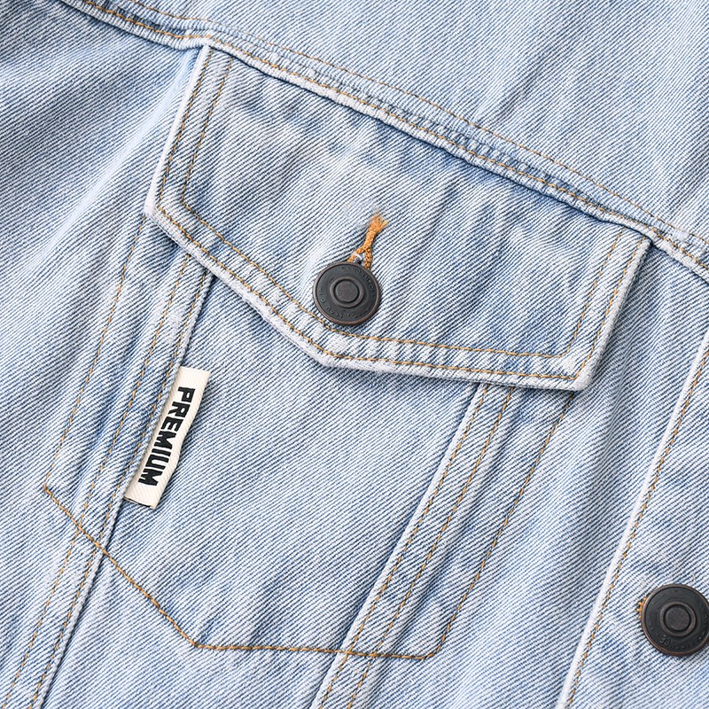 J家男装2025春季新款浅蓝色时尚宽松棉感舒适翻领牛仔夹克外套潮