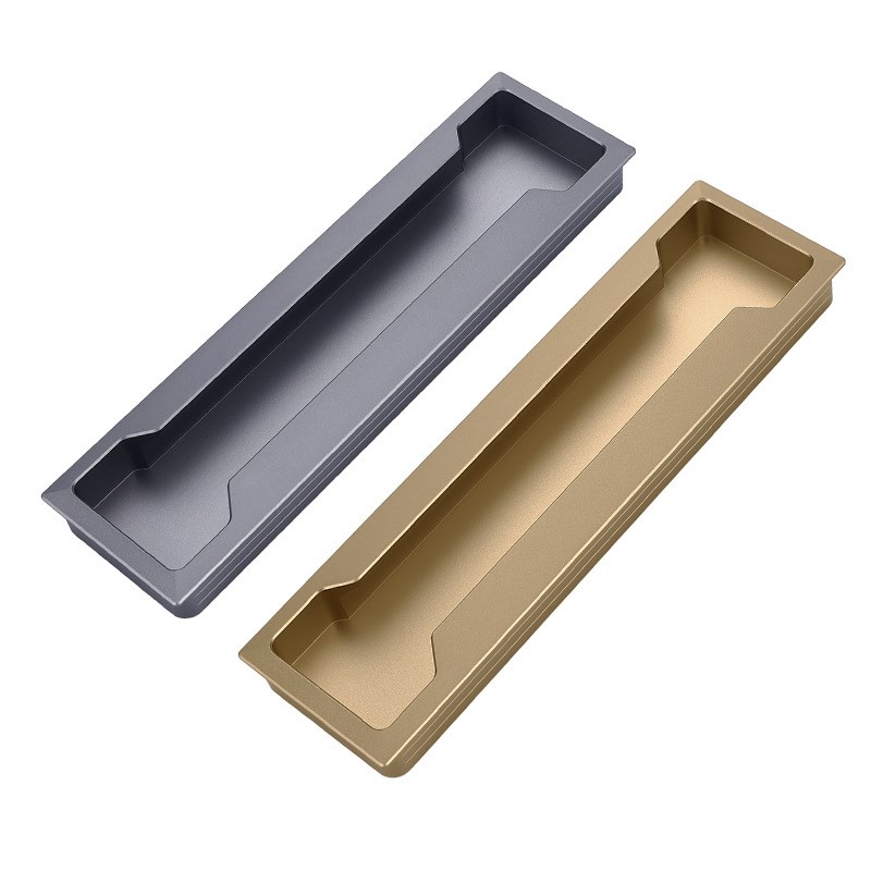 轻奢极简开槽隐藏内嵌式抽屉橱柜子衣柜黑色把手柜门隐形暗扣拉手