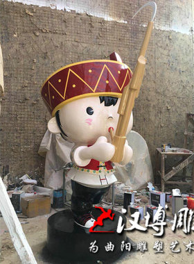 少数民族卡通娃娃雕塑玻璃钢雕塑制作公园摆放户外城市草摆放雕塑