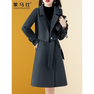 高端气质连衣裙子女装2024新款秋冬季小个子妈妈洋气时尚两件套装