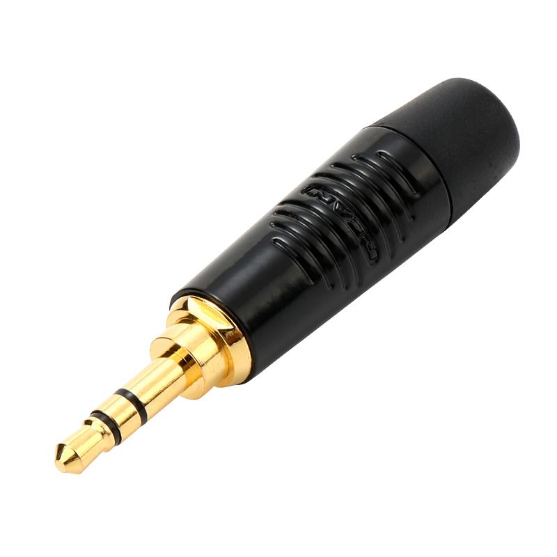 Neutrik Rean黑色外壳镀金Rtp3C-B小三核3.5毫米耳机插头立体声银