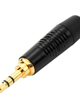 Neutrik Rean黑色外壳镀金Rtp3C-B小三核3.5毫米耳机插头立体声银