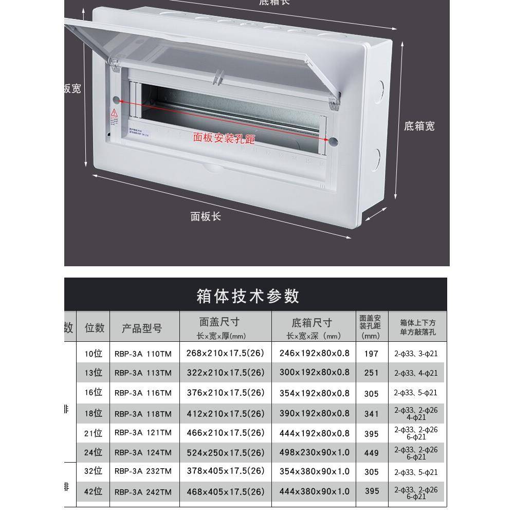 尤立科配电箱强电箱家用空气开关电箱盒配电柜16回路暗装布线箱18