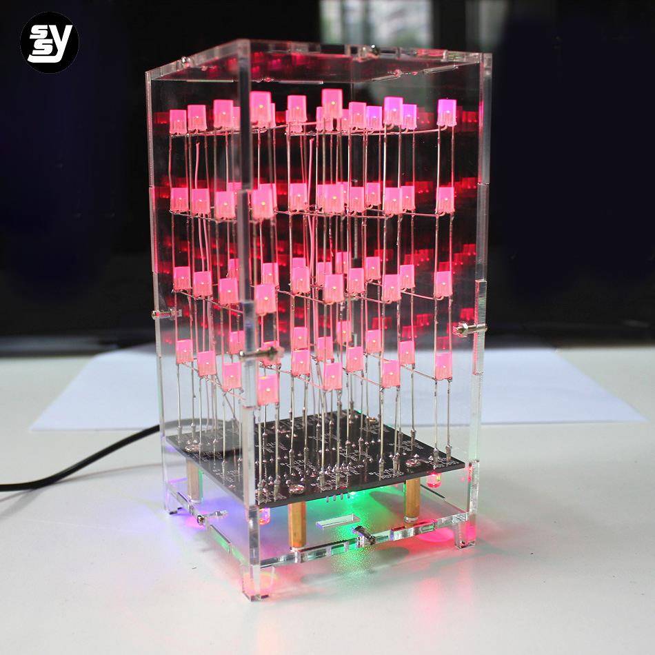 444双色光立方套件 单晶片diy套件 电子DIY制作雾状LED灯焊接散件