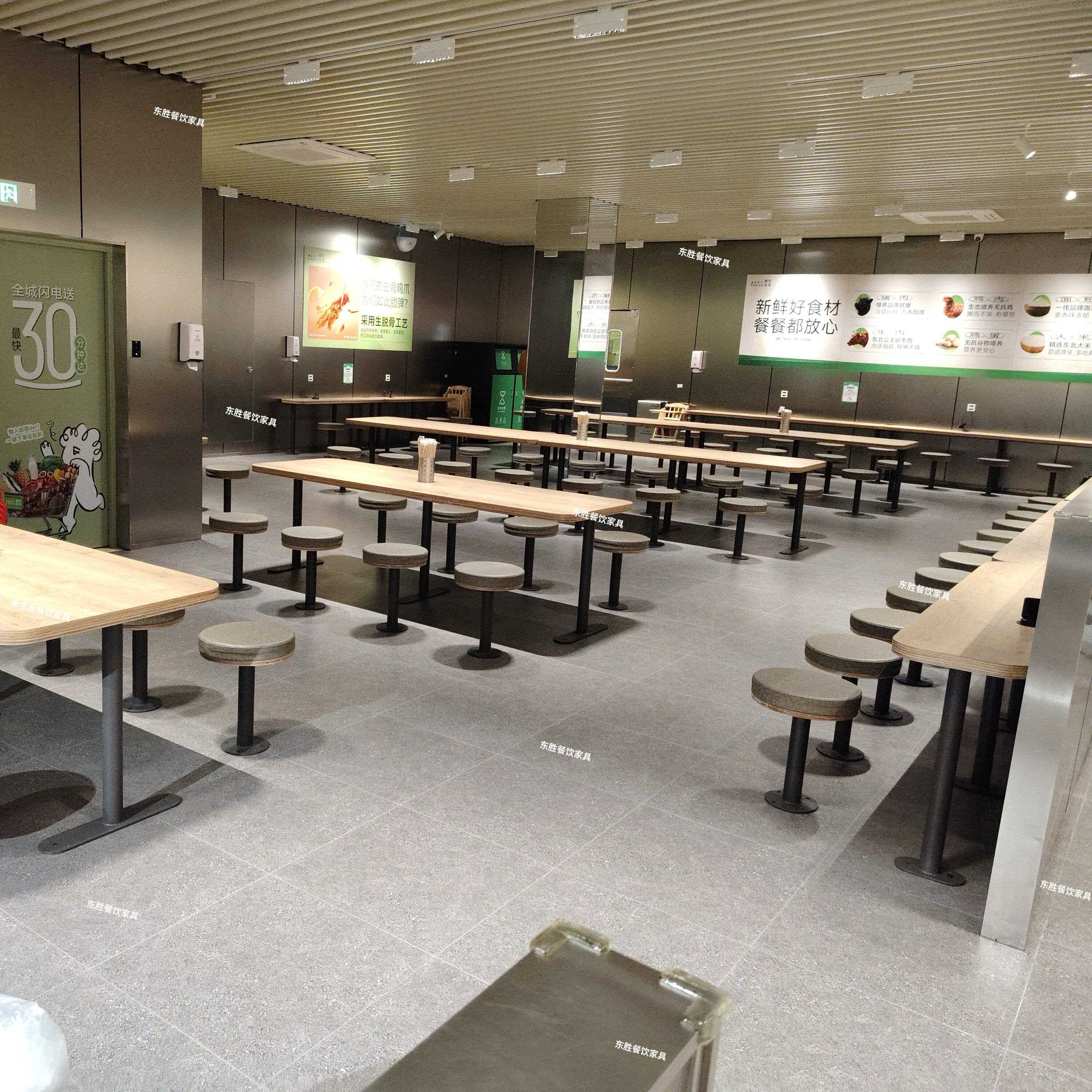 鲜风超市堂食就餐区桌椅长岛桌吧台桌吧凳高脚凳商用肯得基桌椅