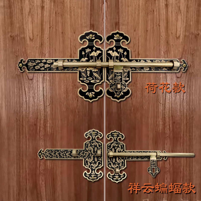 中式黄铜加厚大门插销老式农村木门锁花园庭院门闩彷古加粗铜门栓