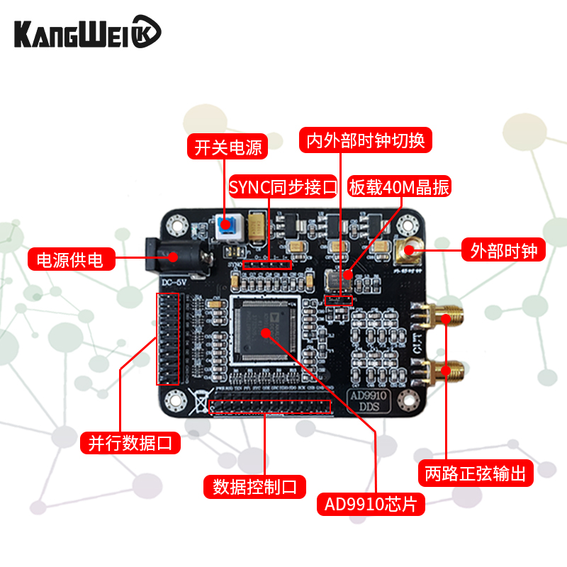 AD9910高速DDS模块 1G采样频率 正弦波信号发生器开发板 最高420M