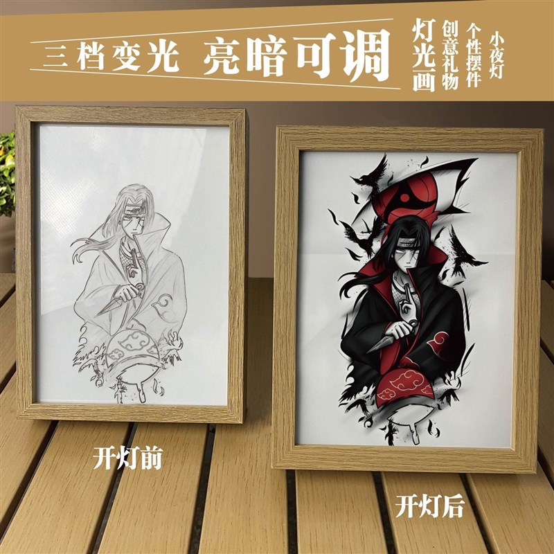 新款火影忍者灯光画周边发光创意生日礼物桌面摆件 卧室led小夜灯