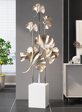 轻奢银杏叶大型落地摆件家居装饰客厅沙发电视柜旁边乔迁新居礼品