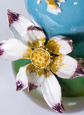 新中式珐琅彩陶瓷葫芦摆件轻奢客厅玄关办公室高档装饰工艺品