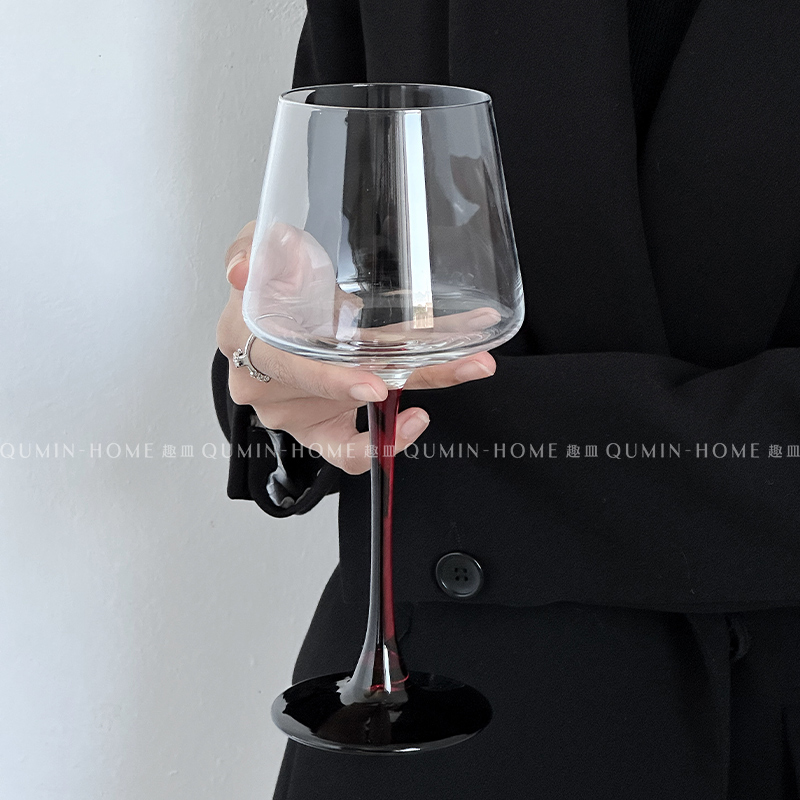 趣皿*红领结勃艮第红酒杯轻奢高档高脚杯大肚葡萄酒杯玻璃酒杯子