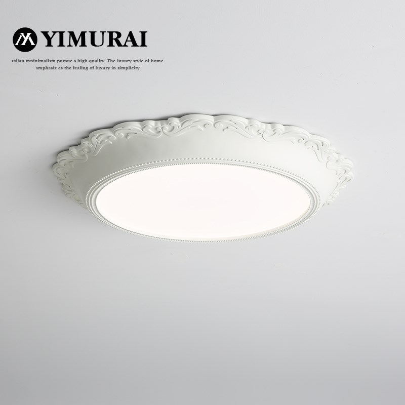 法式复古浮雕卧室吸顶灯北欧简约护眼房间灯田园奶油风创意吸顶灯