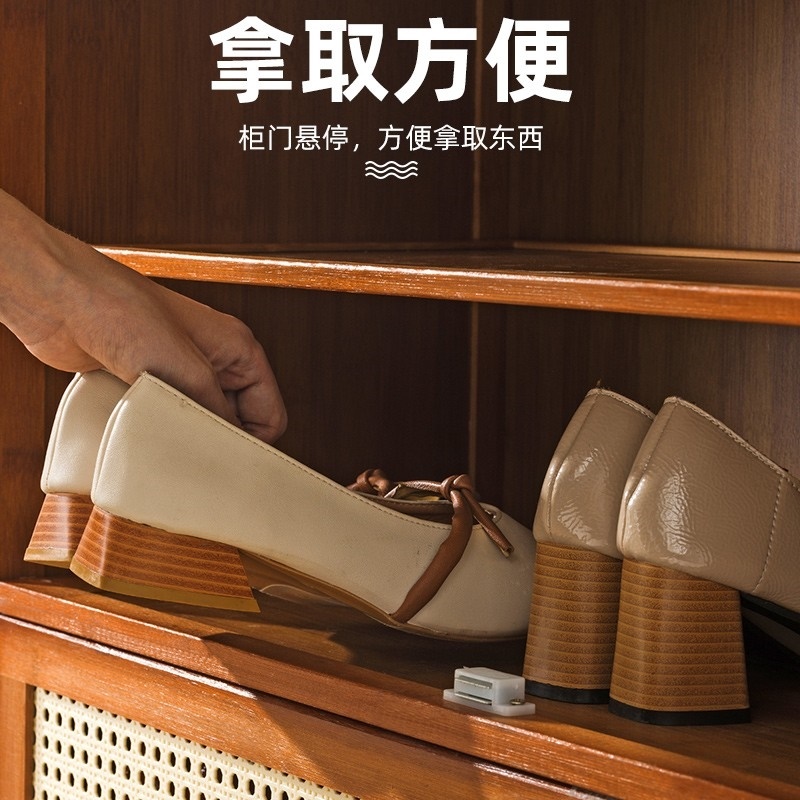 多功能藤编门鞋柜简易客厅玄关柜子多层木质透气翻盖小鞋架简约家