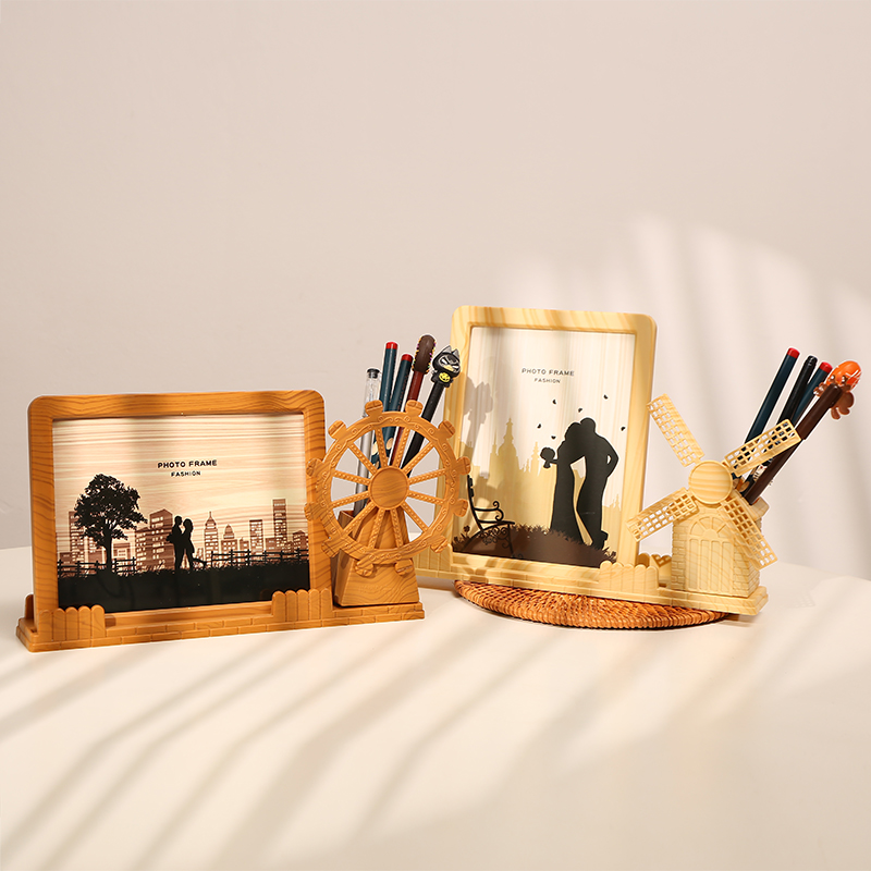 创意7寸风车摩天轮相框摆台儿童卡通桌面笔筒小摆件洗照片相片框