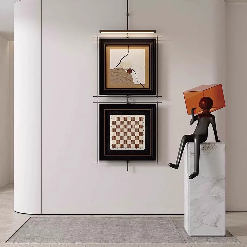 高级感侘寂风金属吊杆壁灯挂画酒店餐厅走廊复古简约装饰氛围灯画