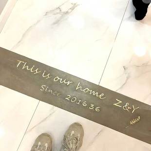 定制黄铜文艺微水泥地板门槛石瓷砖镶嵌铜字过门石地花地嵌文字