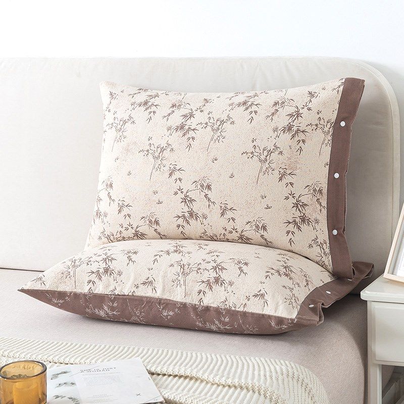 纯棉枕套一对装2024新款全棉纱布成人家用按扣式48*74吸汗枕头套,床上用品,枕套,淘宝优惠券,粉丝福利购,淘宝优惠卷