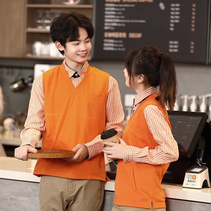 酒店KTV酒吧服务员工作服马甲衬衫套装男长袖西餐厅吧台秋冬装女