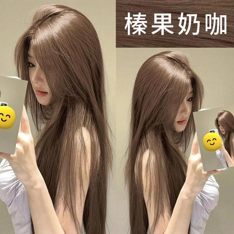 焦糖粉棕色染发膏黄皮显白榛果奶咖2024新款植物染发剂孕妇可用女