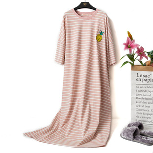 夏季新款纯棉睡衣女士短袖睡裙加肥加大码加长款200斤胖MM孕妇裙