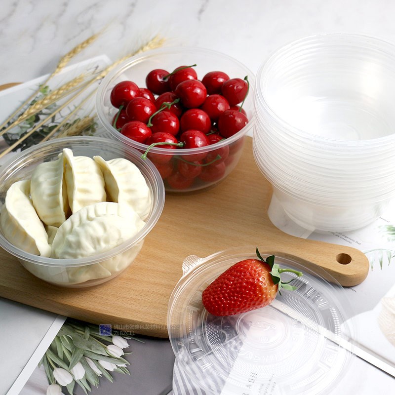 一次性碗塑料小碗套装加厚圆形家用带盖打包饭盒餐盒餐具商用碗筷