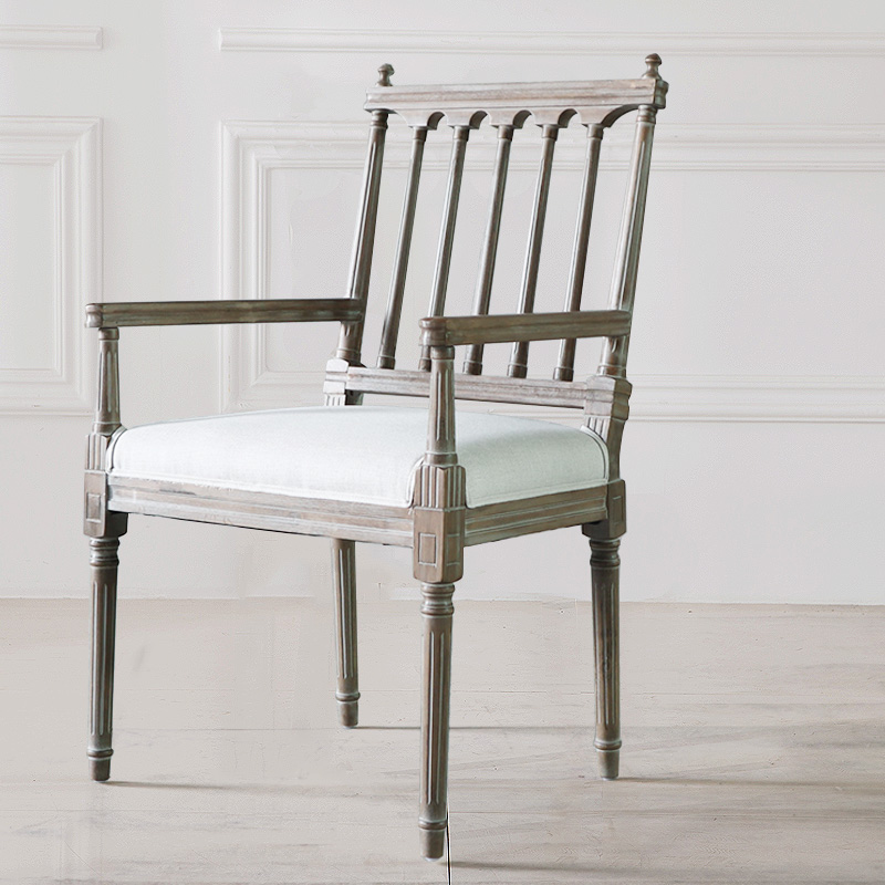 法式乡村复古椅子罗马柱实木靠背艺术椅子酒店餐厅设计师混搭餐椅