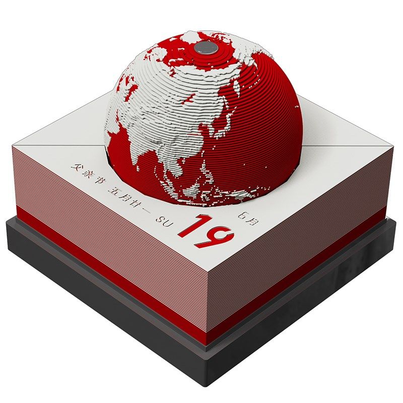 地球纸雕日历3D立体模型手撕便签贴2025蛇年新款企业定制创意台历