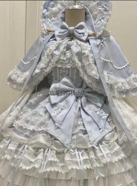缘结恋曲蓝色花嫁洋装收腰生日成人礼吊带JSK连衣裙lolita裙子