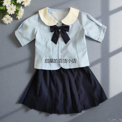 夏季jk制服学院风中大童儿童衬衫上衣百褶裙两件套新款洋气套装