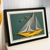 客厅装 团建活动手工作业 饰画缠绕画 钉子绕线画diy材料 一帆风顺