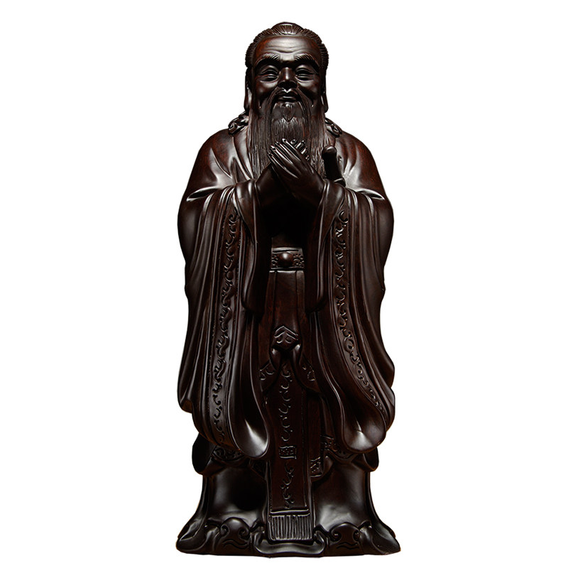 黑檀实木质雕刻孔子雕像摆件孔子佛像家居装饰品孔夫子教师节礼物