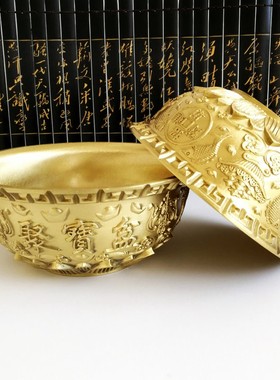 纯铜聚宝盆碗家居装饰品黄铜招财聚财盆碗家居摆件工艺礼品