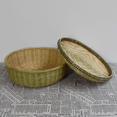 竹编大竹篮竹筐超市水果特产摆放收纳水产店竹篓子馒头筐灯罩包邮