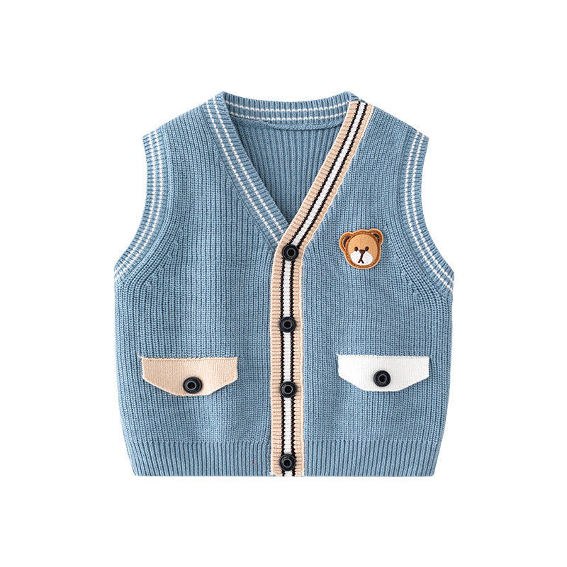 婴儿针织背心马甲春秋款男宝宝儿童纯棉休闲条纹假口袋毛线小开衫,童装/婴儿装/亲子装,马甲,淘宝优惠券,粉丝福利购,淘宝优惠卷