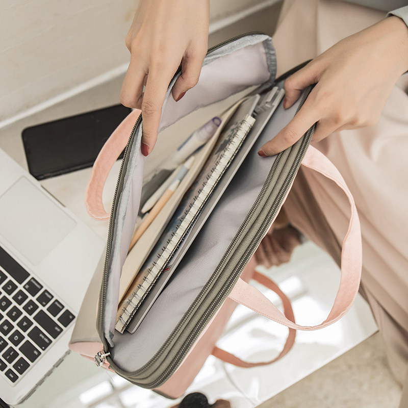 公文包商务办公资料袋多层拉链大容量防水职业手提袋简约a4文件袋