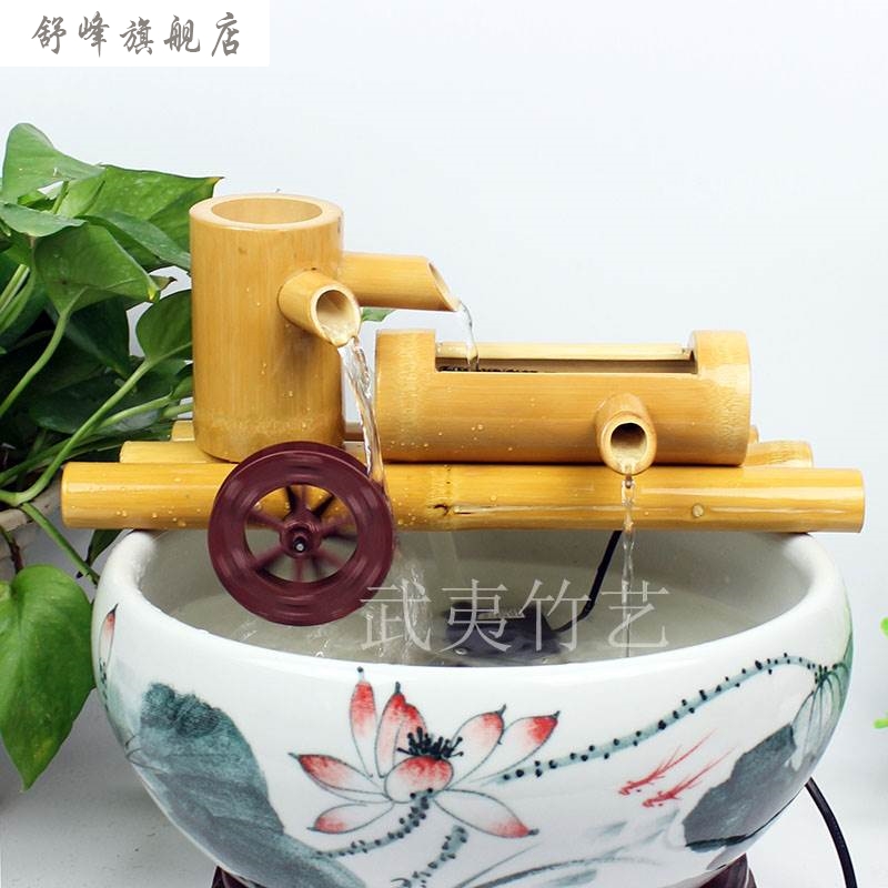 新款流滤水器摆k件鱼缸石槽造景水轮水车加湿器鱼缸流水