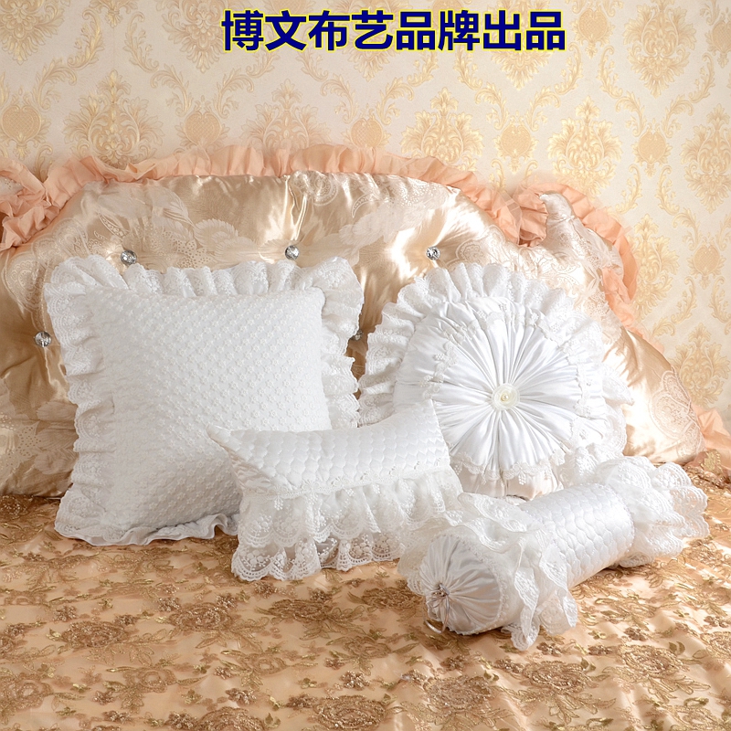 博文布艺品牌法式蕾丝抱枕白色ins腰枕糖果南瓜枕欧式沙发靠垫套