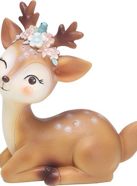 梅花鹿小摆件家居装饰品美式创意可爱卡通动物办公室摆设生日礼物