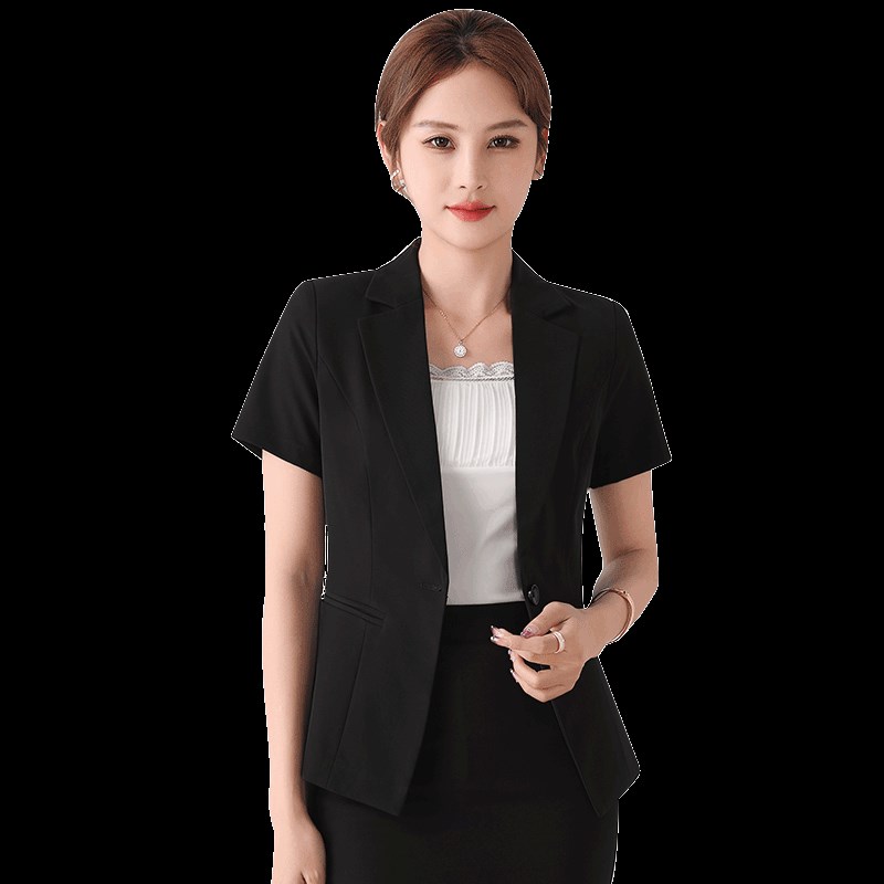 黑色西装外套女薄款短袖气质夏季新款职业装套装女士正装工作西服