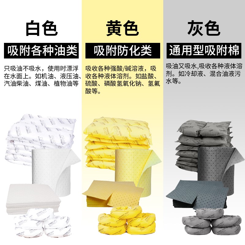 西斯贝尔工业用吸油棉片实验室吸附棉条吸油棉枕泄漏应急吸液套装