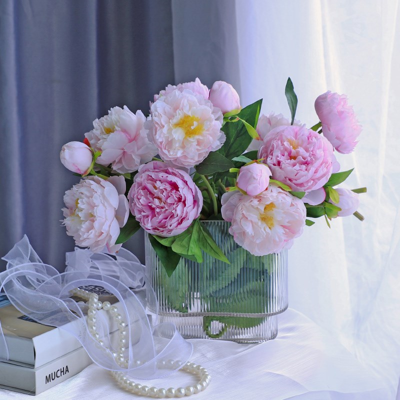 高品质芍药仿真花假花仿真花摆设餐桌花摆花客厅插花花束装饰花艺