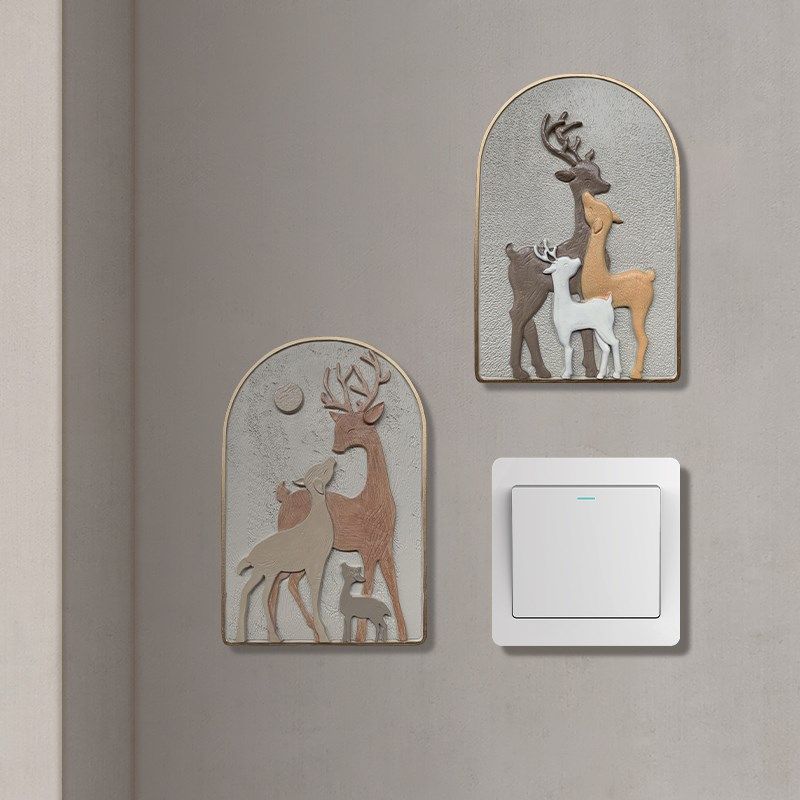墙面遮丑装饰关插座孔遮丑补洞立体装饰创意小鹿遮丑盖板,家居饰品,软装墙贴,淘宝优惠券,粉丝福利购,淘宝优惠卷