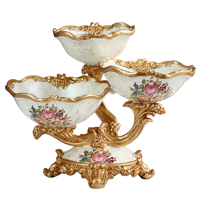 创意双层水果盘客厅茶几个性欧式电视柜干果糖果盘餐桌装饰品摆件