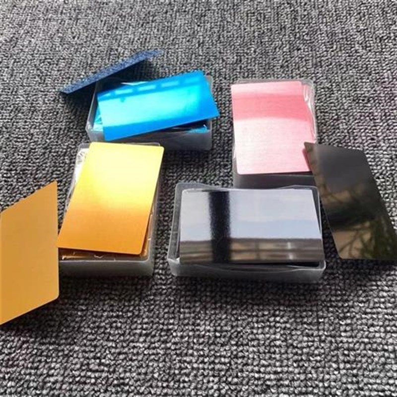 激光打标金属名片卡片镭雕金属铝片铝名片雕刻调试机蓝色黑色金红
