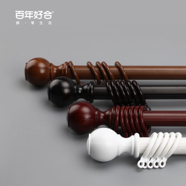 德裕窗帘杆罗马杆单杆双杆侧装加厚锰钢合金配件静音窗帘轨道滑轮