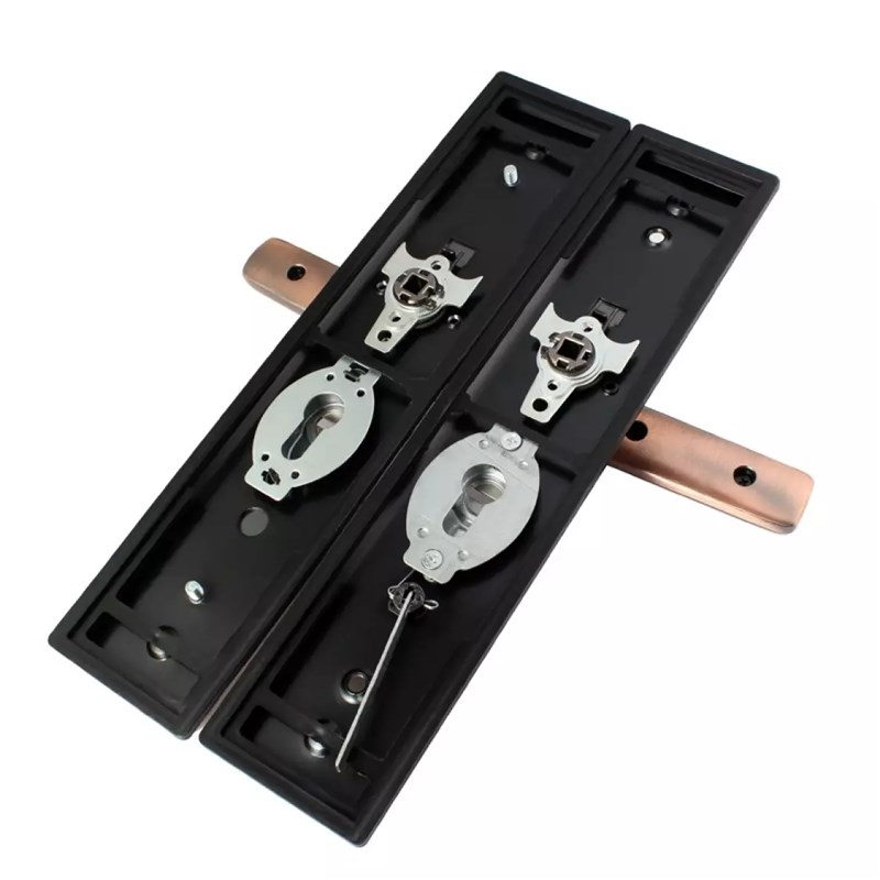 步阳防盗门把手通用型 红古色加厚面板 30不锈钢进户门大门拉手