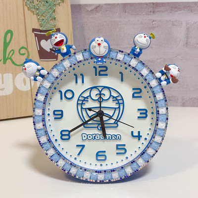 日韩爱女创意立体卡通闹钟学生用儿童专用床头静音闪钻个性懒人