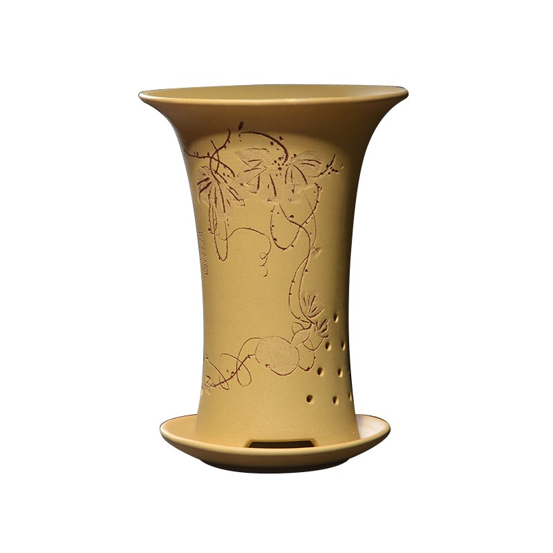 紫砂花盆全手工刻绘兰草吊蓝春兰建兰墨兰室内兰花盆盆带托盘